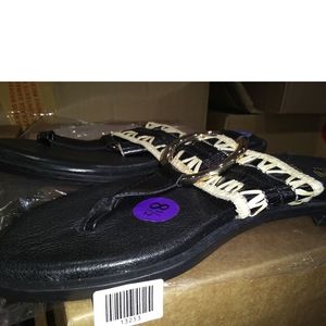 Lottini Womens Italian Leather Black Sandals